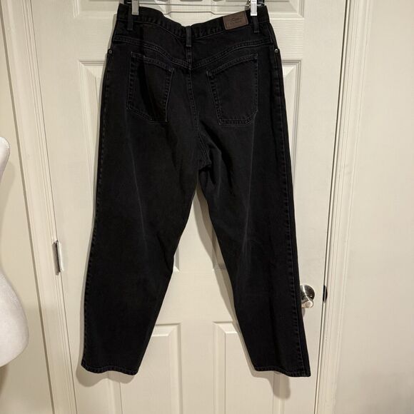 LL Bean Women Black Denim Jeans Faded Distressed 16 Petite Relaxed Fit - Picture 4 of 7